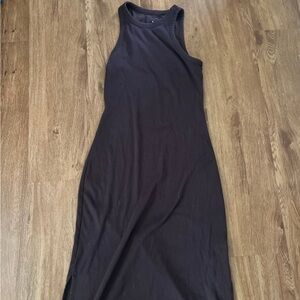 A New Day Ribbed Maxi Brown Dress with mini slits Size Small